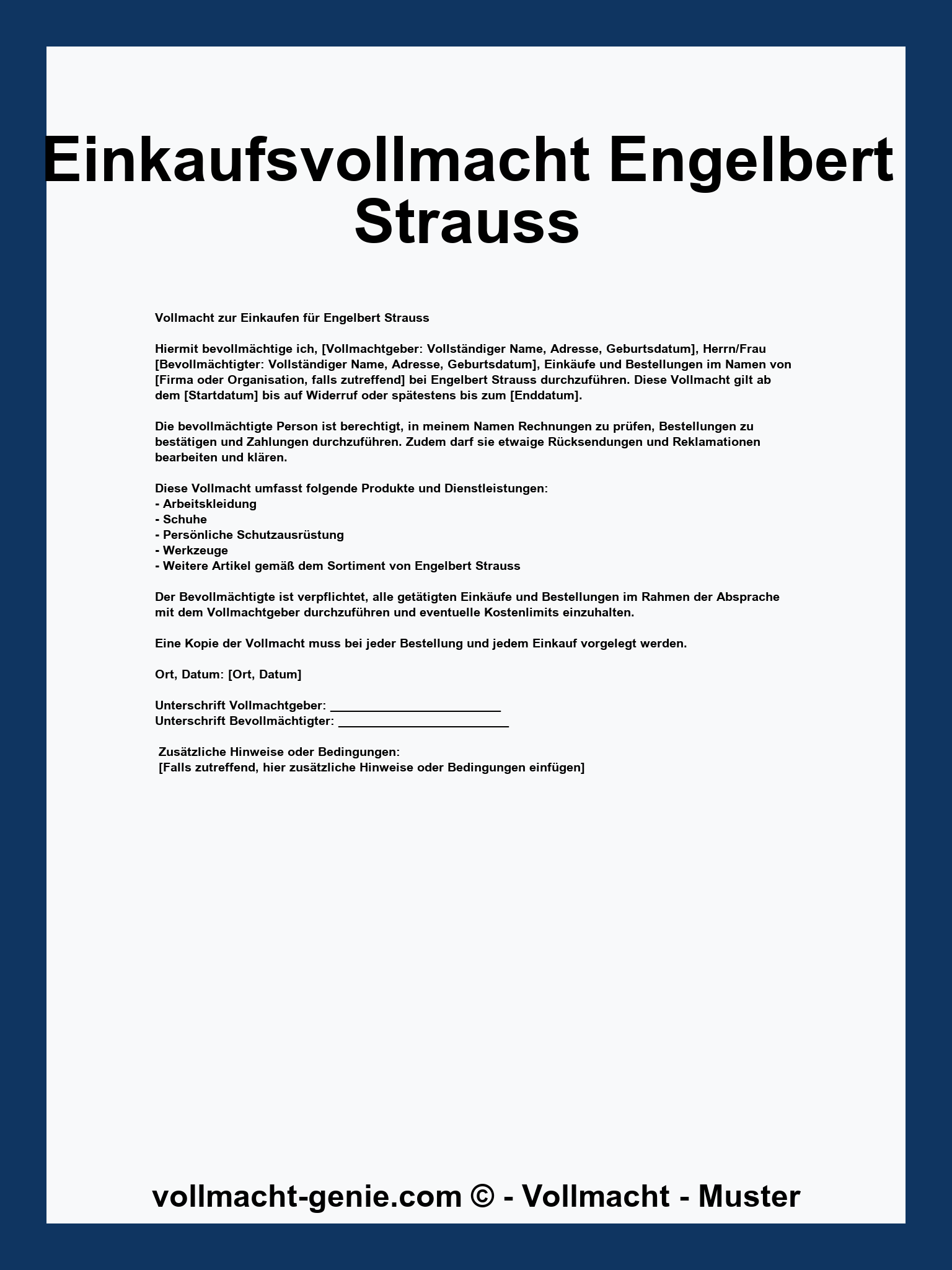 Einkaufsvollmacht Engelbert Strauss