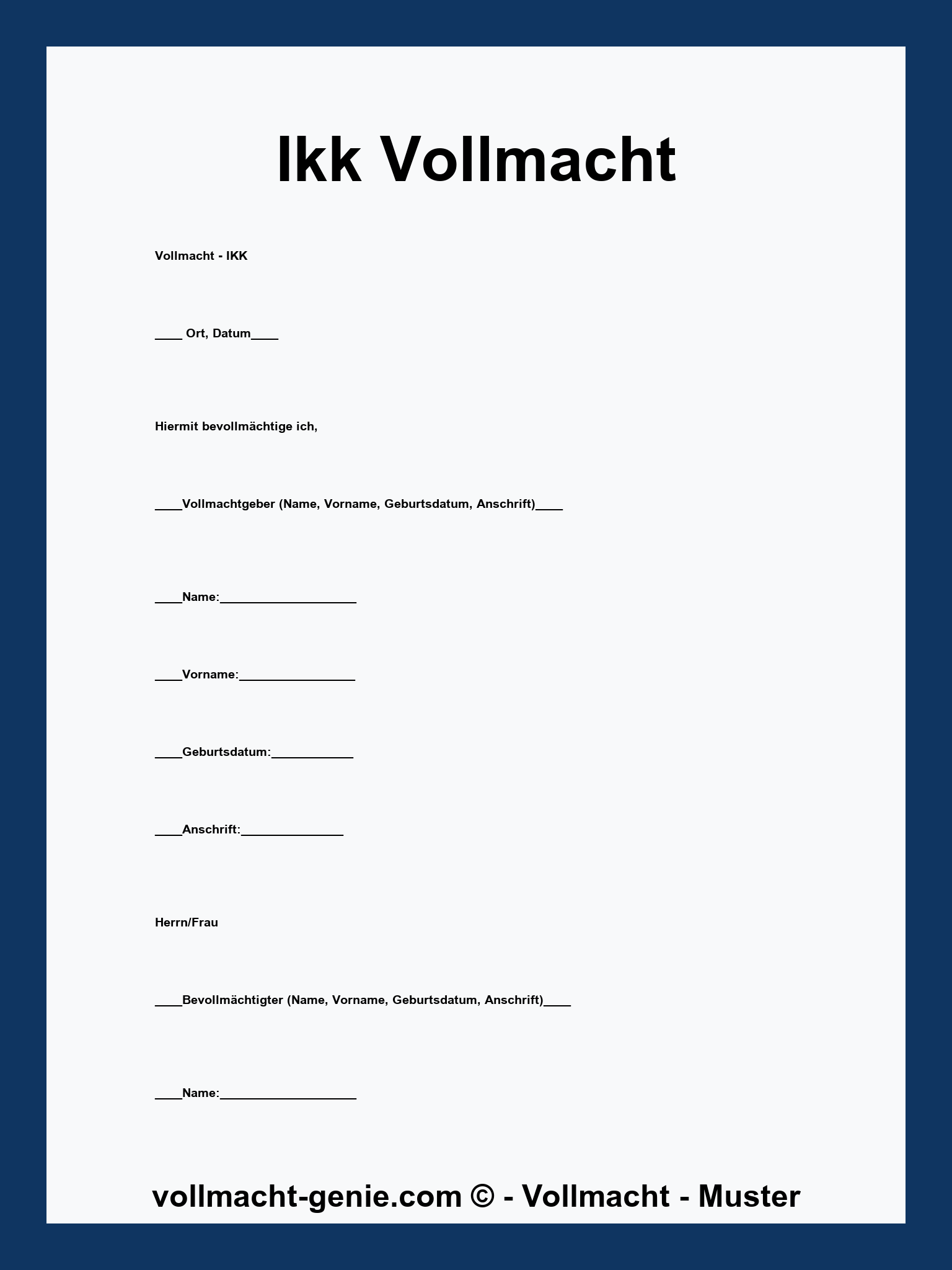 Ikk Vollmacht Vordruck