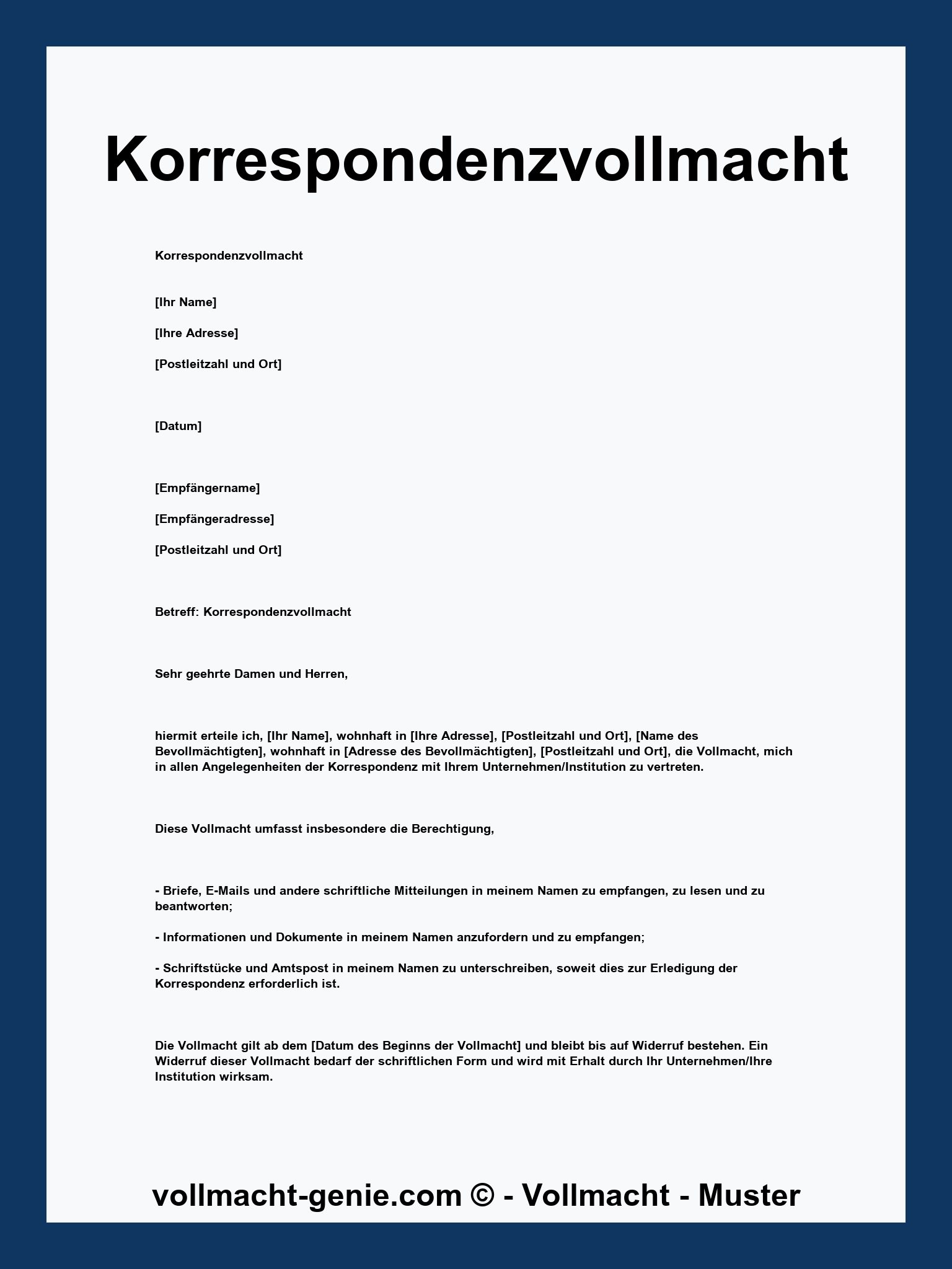 Korrespondenzvollmacht