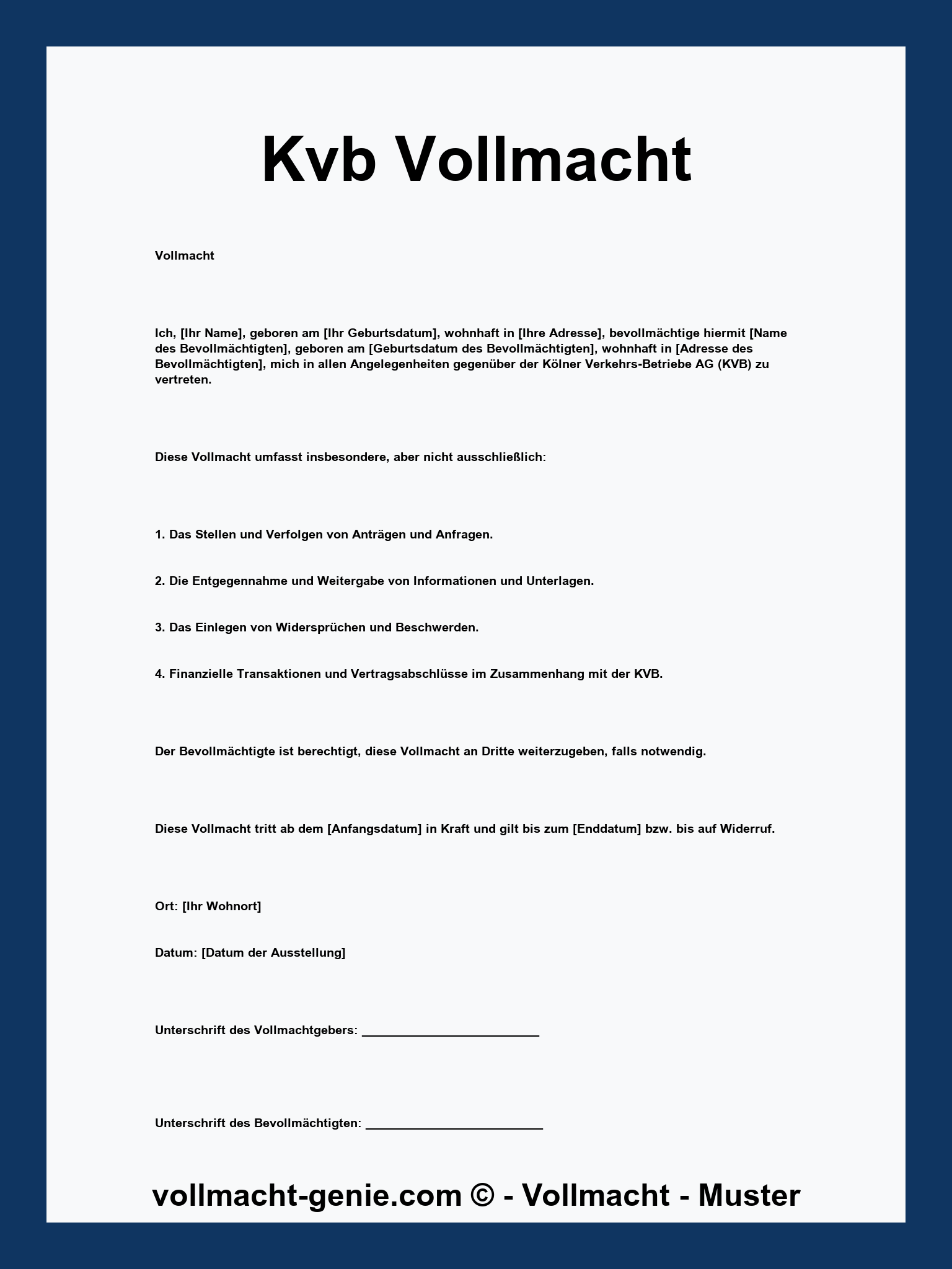 Kvb Vollmacht Formular