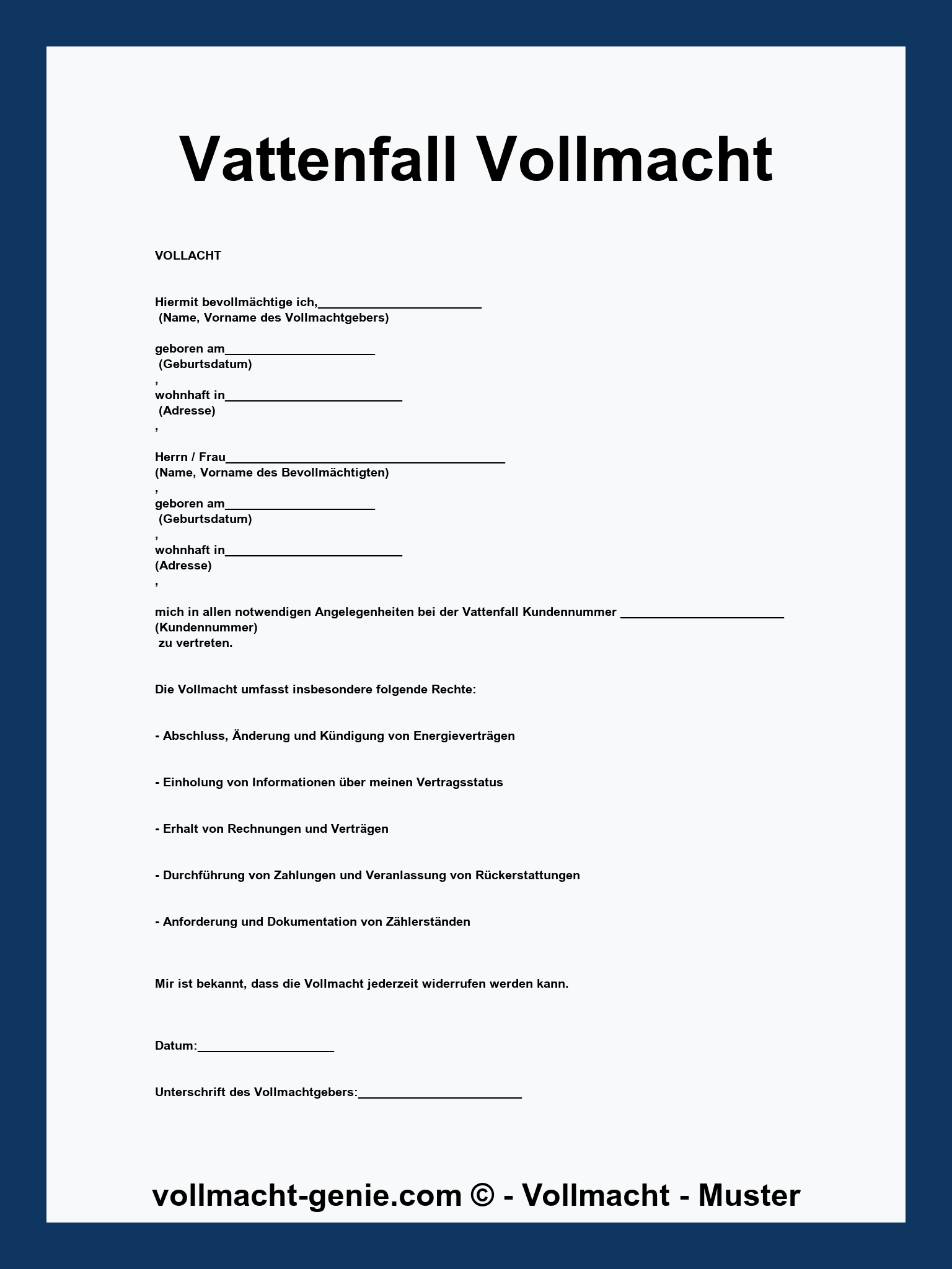 Vattenfall Vollmacht - PDF