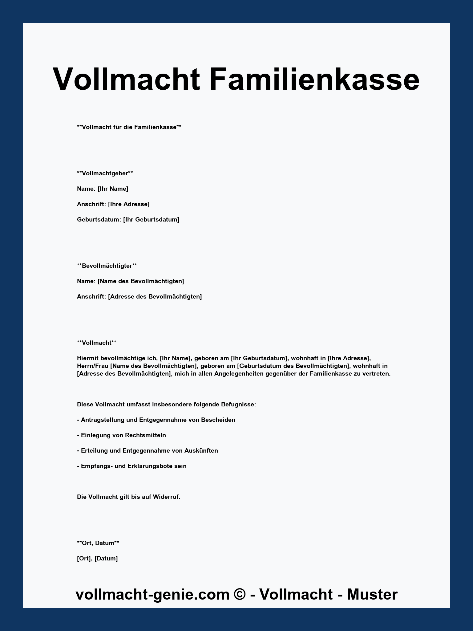 Vollmacht Familienkasse - PDF