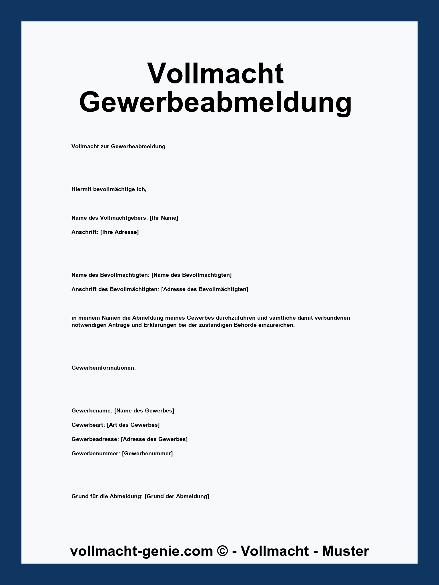 Vollmacht Gewerbeabmeldung - PDF