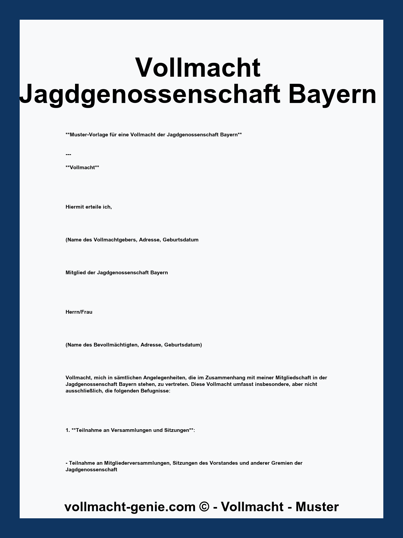 Vollmacht Jagdgenossenschaft Bayern